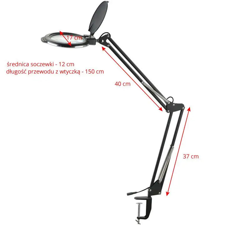 Verstellbare Lupenlampe mit Klemme für Tisch, LED Moonlight 8012/5 Weiß