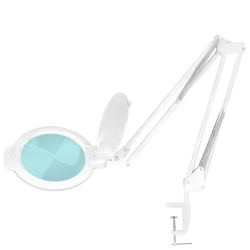 Weiße Tisch-Lupenlampe mit verstellarm und Klemme für Lupenarbeiten