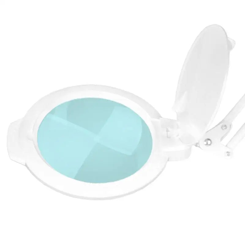 Weiße Tisch-Lupenlampe mit offenem Deckel und LED-Mondlicht 8012/5 in Weiß