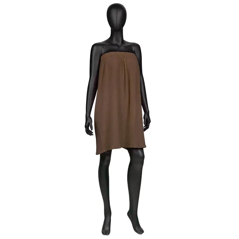 Braune ärmellose Kleid auf einer Schaufensterpuppe für Umhang Frotte braun Nr. 30