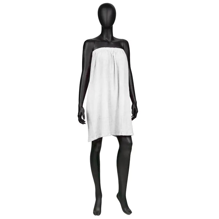 Weiße trägerlose Strandkleid aus Frotté, Modell Umhang Frotte Nr. 1 weiß