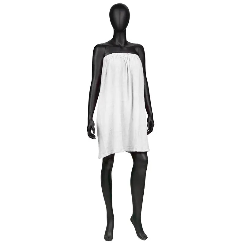 Weiße trägerlose Strandkleid aus Frotté, Modell Umhang Frotte Nr. 1 weiß