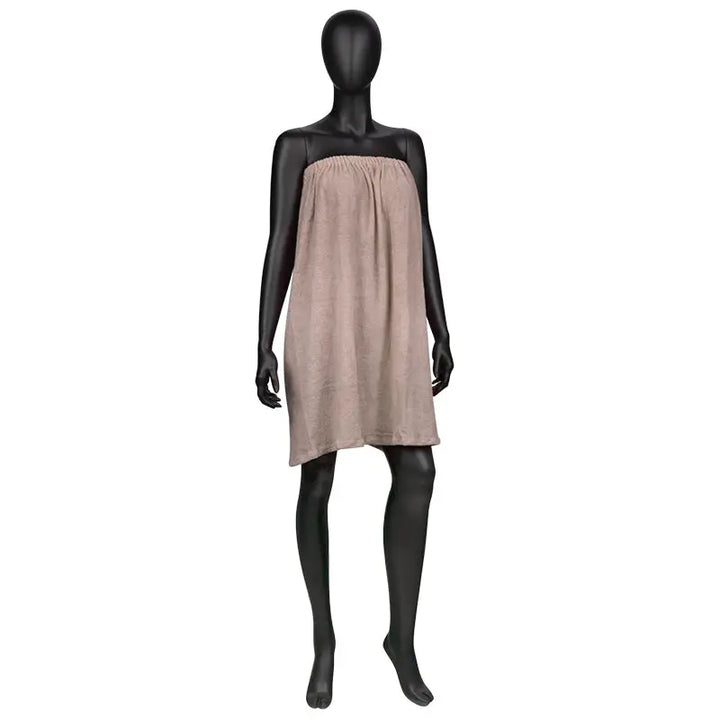 Beige strapless Handtuchkleid Umhang Frotte Nr 25 für den Strand oder Sauna