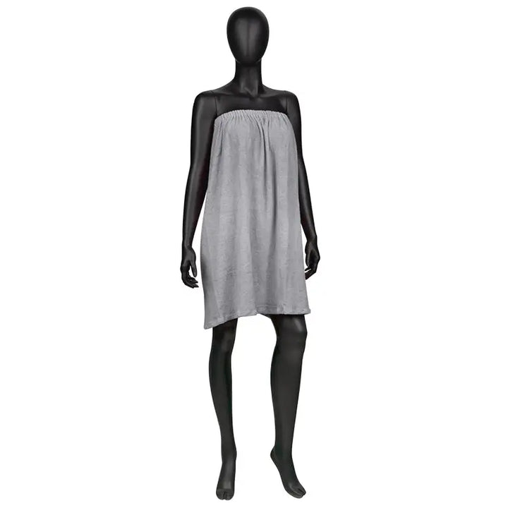 Hellgraues, trägerloses Handtuchkleid aus Baumwolle im Produkt Umhang Frotte Nr. 29