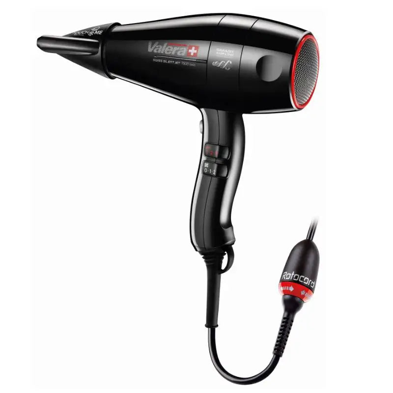 Schwarzer Haartrockner Silent Jet 7500 Light Ionic mit roten Akzenten