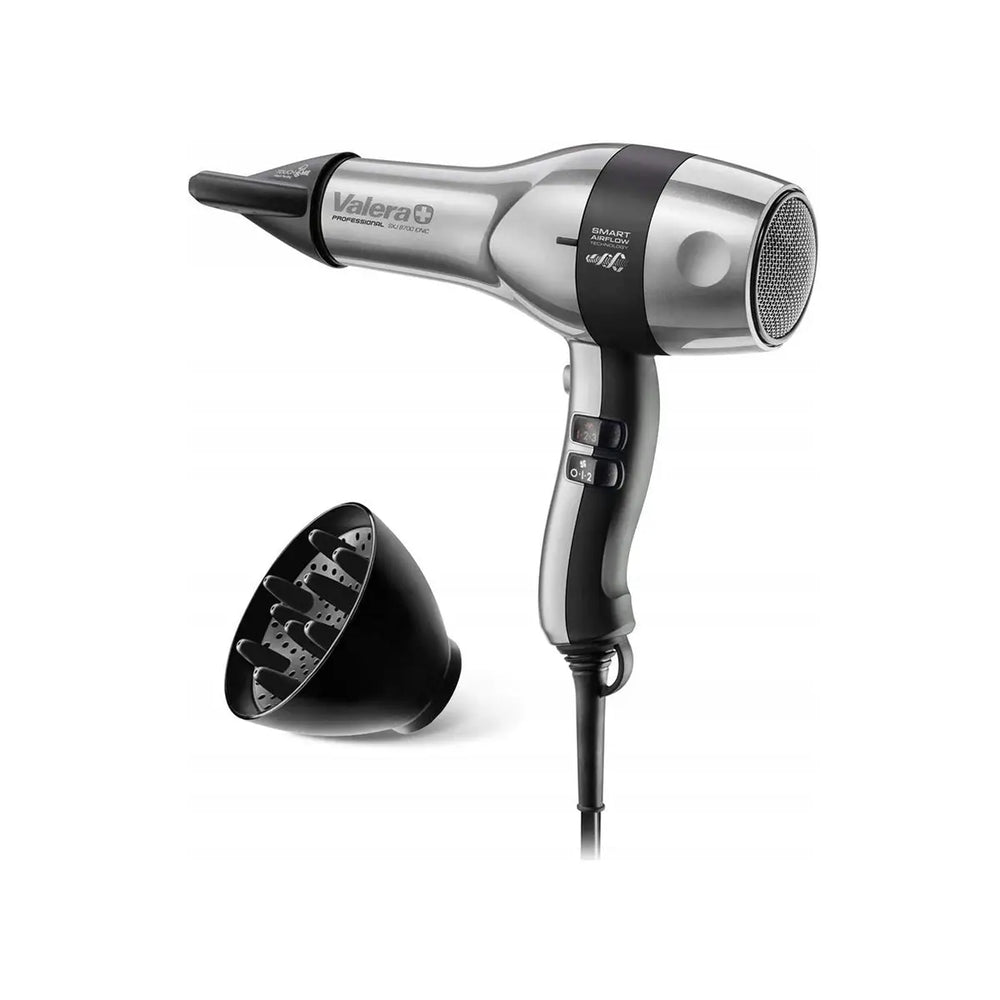 Silber schwarzer Haartrockner Silent JET 8700 Ionic Rotocord mit Difussor