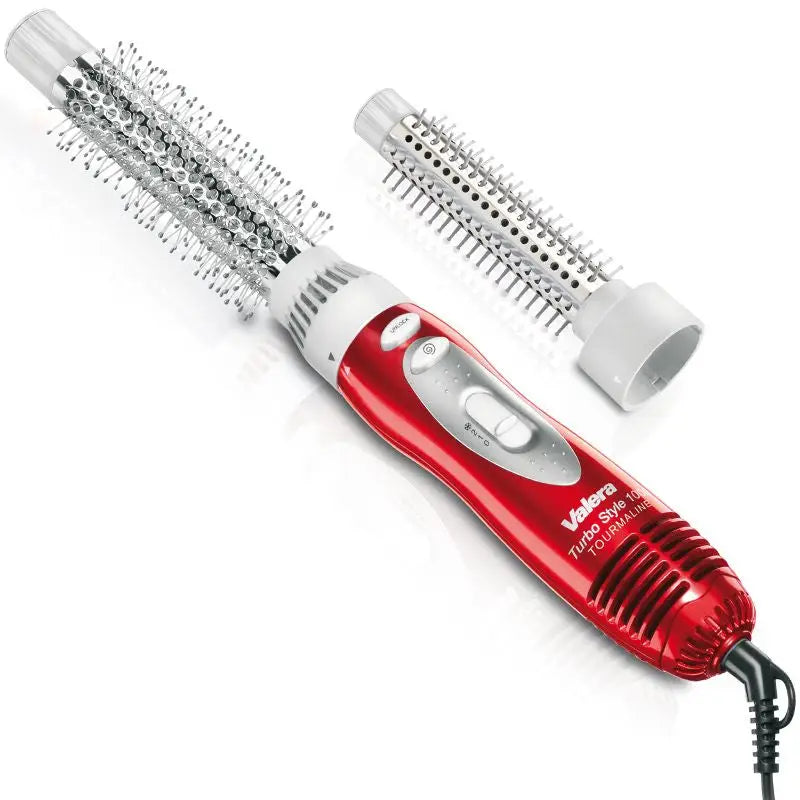 Rot-weißes Warmluft-Styler Turbo Style 1000 Tourmaline mit zwei Aufsatzbürsten