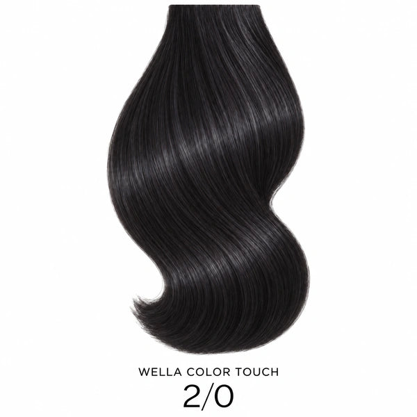 Wella Color Touch Pure Naturals 2/0 – Haarfarbmuster auf weißem Hintergrund