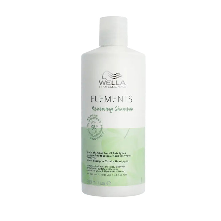 Weiße Flasche Wella Elements Renewing Shampoo auf weißem Hintergrund
