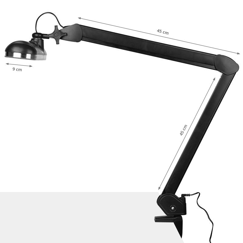 Elegante Lupenleuchte LED 801-l mit Schraubstock Schwarz