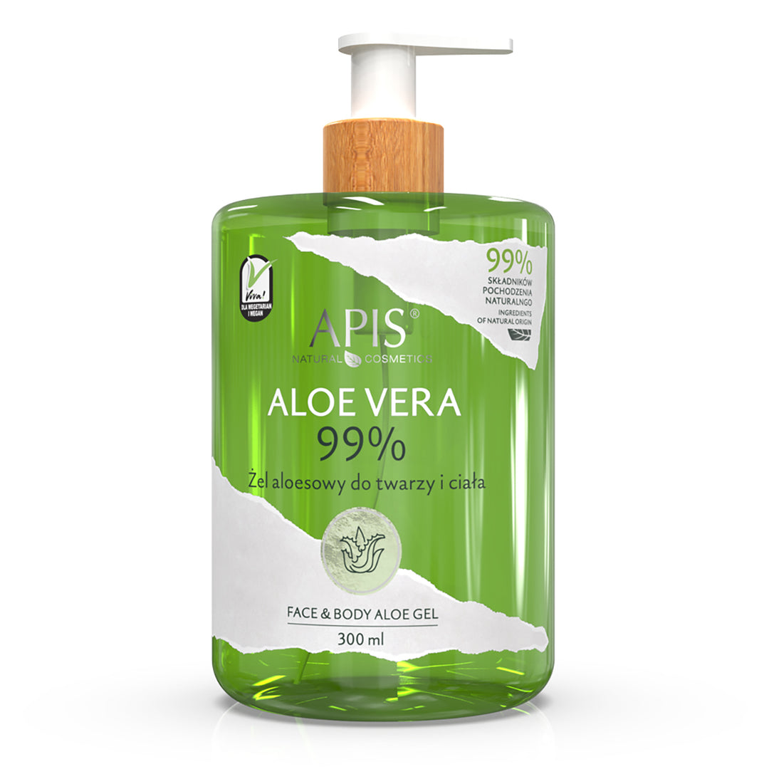 Apis natürliches Aloe Vera 99 % Aloe-Gel für Gesicht und Körper 300 ml