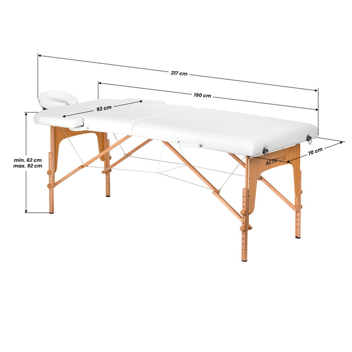 Klapp-Massageliege Komfort LUX 190X70 2-teilig Weiß