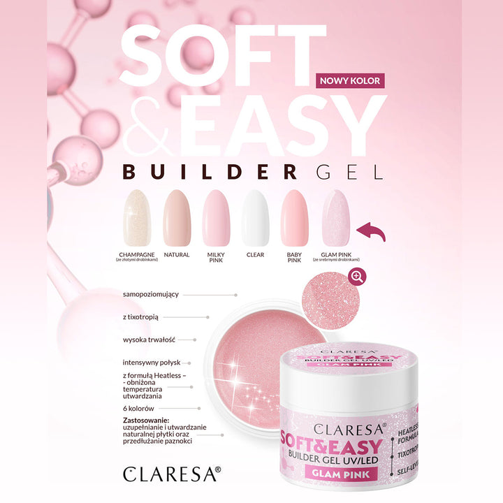 Claresa Aufbaugel Soft&Easy glamourös pink 90g